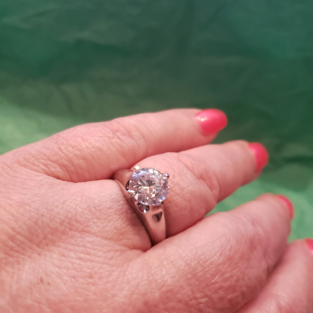 Solitaire Ring Dillenium Cut Bella Luce 4.59 Ct Rhodium Over Sterling S